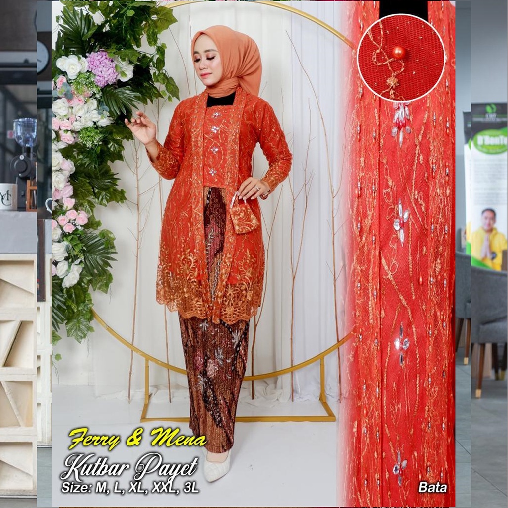 Jual Kebaya Kutu Baru Tunik Kartini Brokat Tile Payet Untuk Pesta