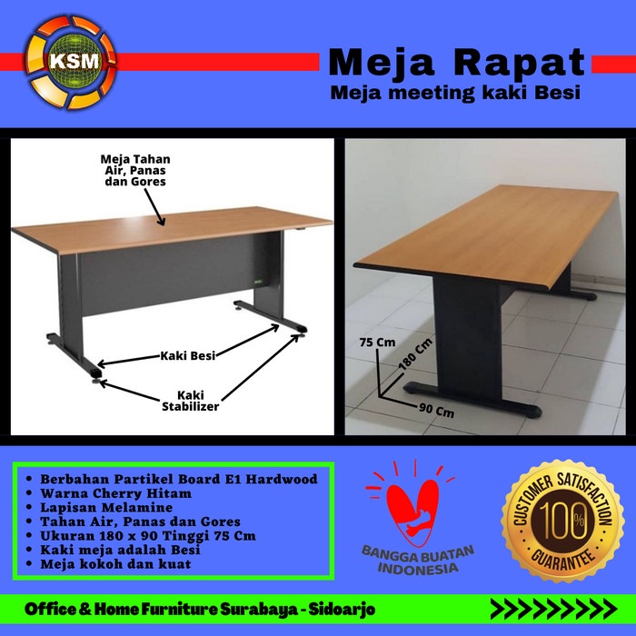 Jual Meja Kantor Rapat Kerja Meeting Table 180 X 90 Kaki Besi Tahan Air ...