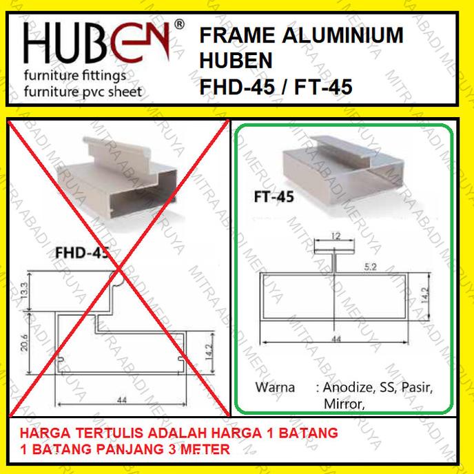 Jual Profil Frame Handle Alumunium Aluminium HUBEN FT 45 FT45 FT45