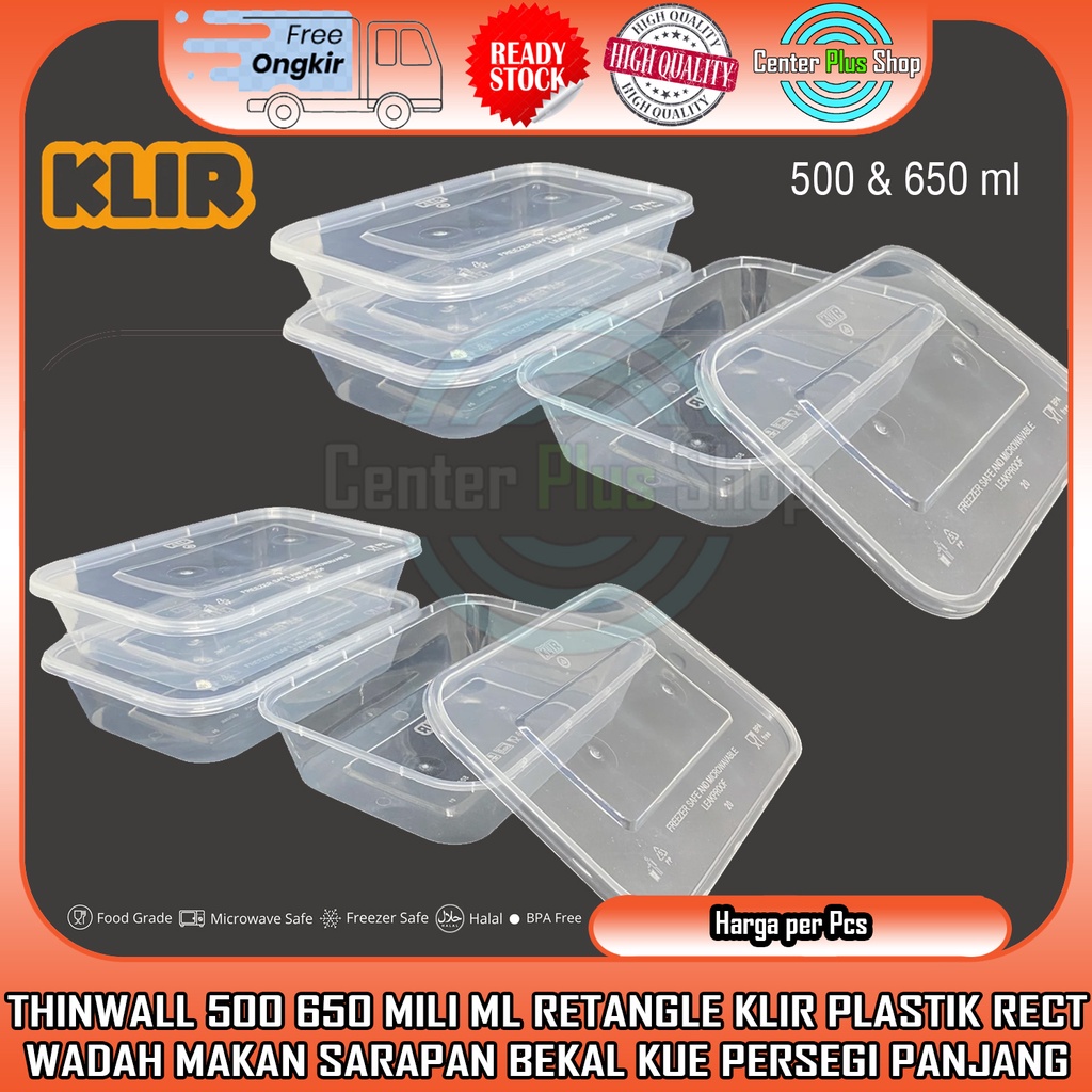 Jual Thinwall Rectangle Rect Klir 500 Ml 650 Ml Mili Plastik Transparan