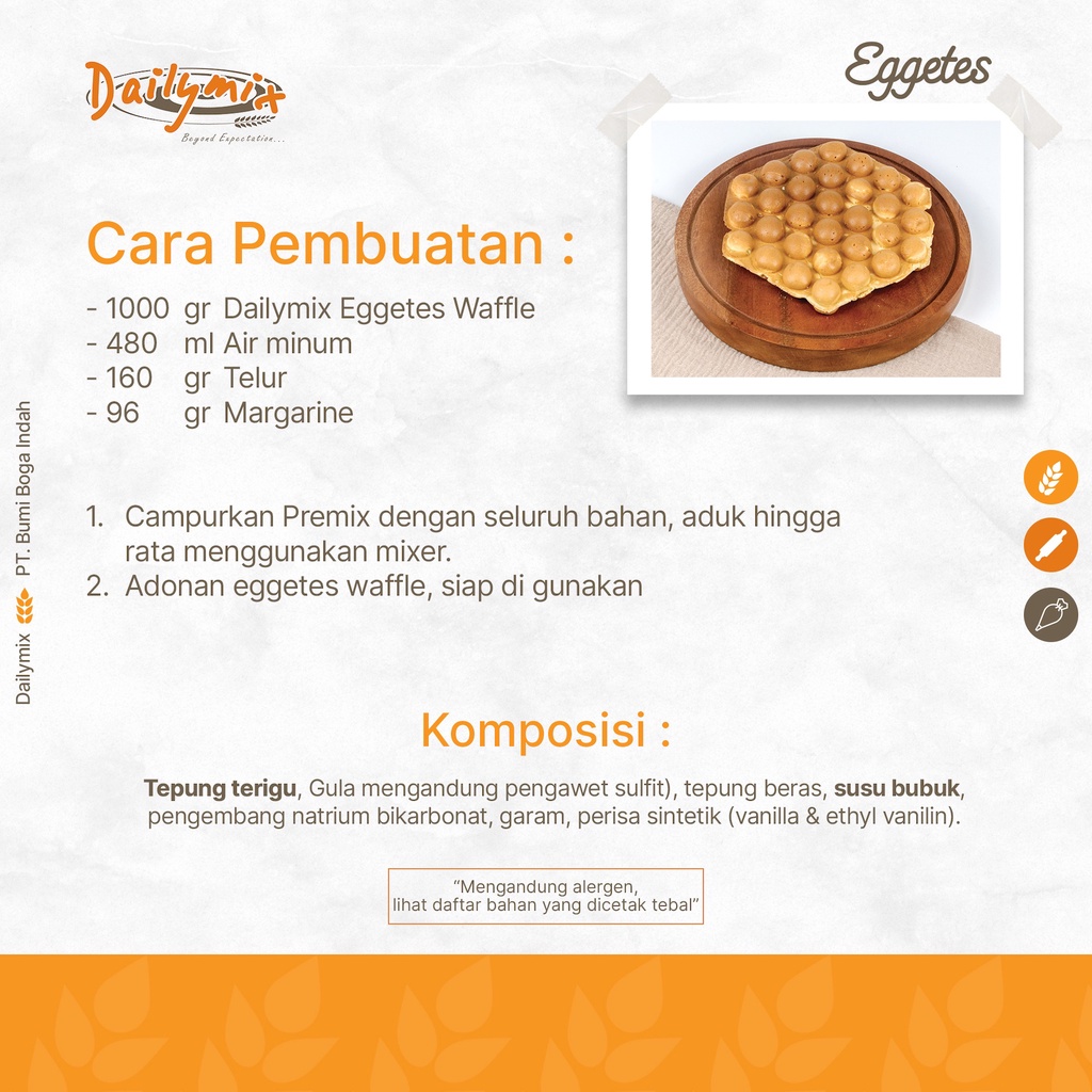 Jual ( Dailymix ) Tepung Premix Eggetes Waffle / Egg Waffle / Waffle ...