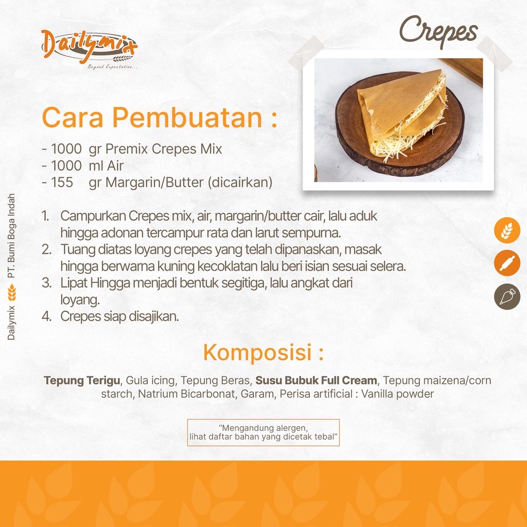 Jual ( Dailymix) Tepung Premix Crepes Instant / Crepes Instant / Tepung ...