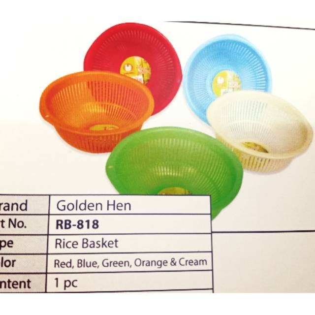 Jual Keranjang Tempat Sayur Nasi Plastik Rice Basket RB-818 Golden Hen ...