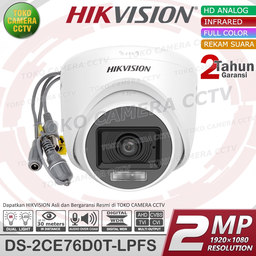 Jual Kamera Cctv Indoor 2mp Audio Colorvu Hikvision Ds 2ce76d0t Lpfs