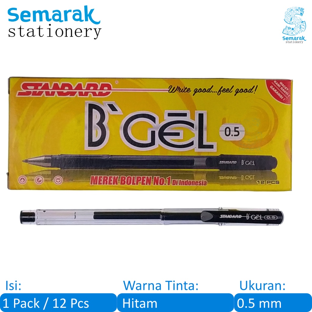 Jual Standard BGel Pulpen Jel H2O Gel 0.5 - Hitam [1 Pack / 12 Pcs ...