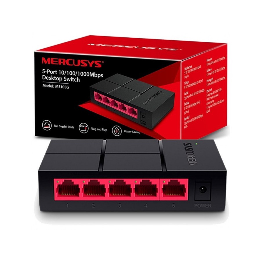 Jual SWITCH HUB MERCUSYS MS105G 5-PORT 10/100/1000Mbps DESKTOP SWITCH ...