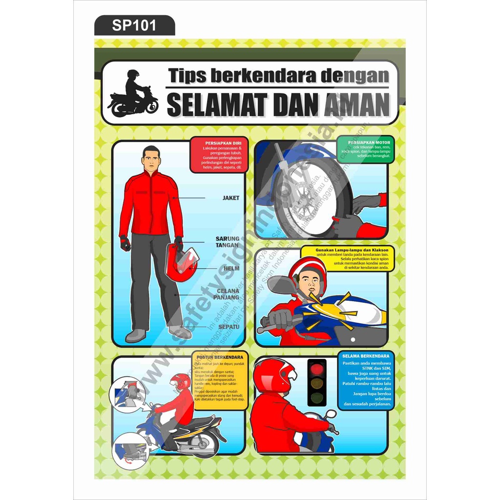 Jual SP101 Poster K3 Safety A2 - Tips Berkendara Dengan Aman Dan ...