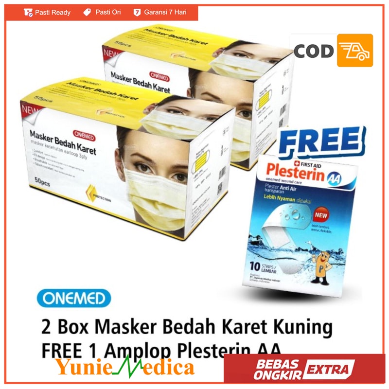 Jual Masker Karet Medis Warna OneMed 2 Box Free Plesterin AA Amplop ...