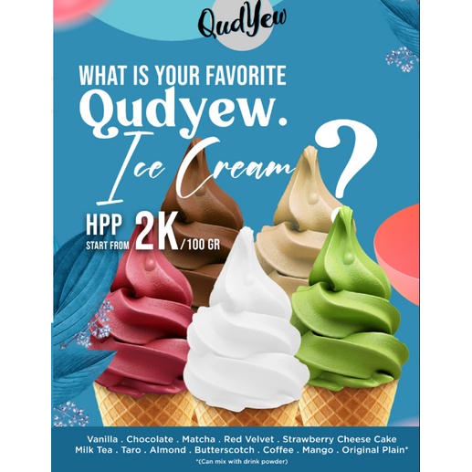 Jual Qudyew Ice Cream soft serve Powder Bubuk es krim premix Shopee