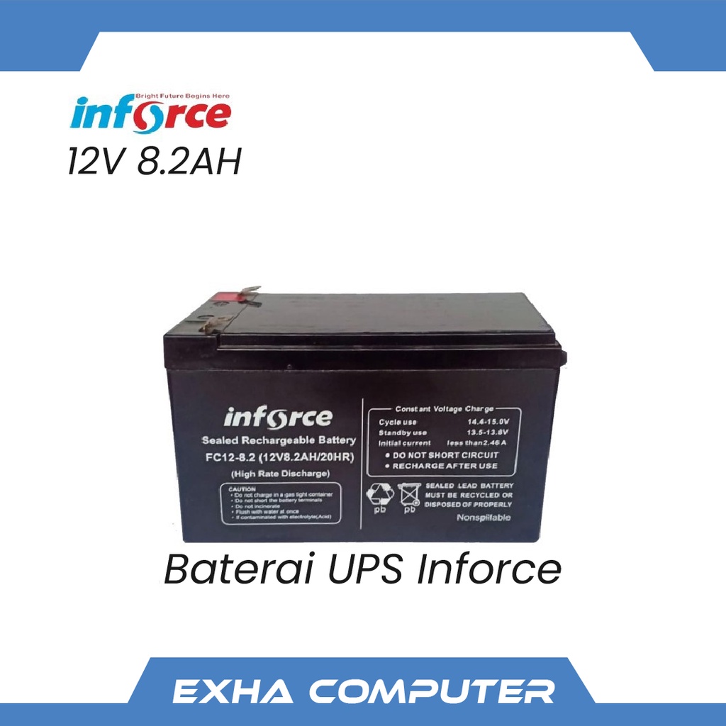 Jual BATERAI UPS INFORCE UPS 12V8,2AH / 12V 8AH 8.2AH / 8.0A 12V ...