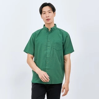 M231 Kemeja Pria Basic Polos Oxford Pendek Hijau 1457K
