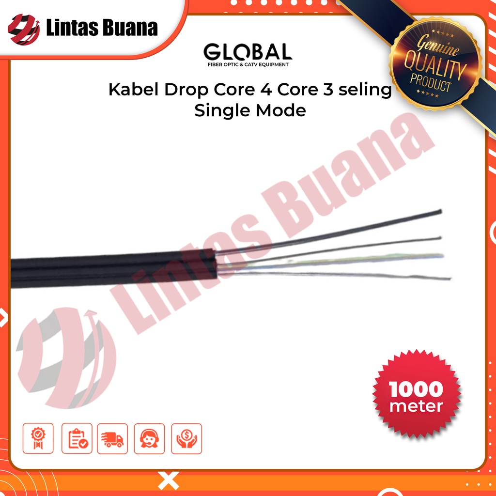 Jual Global Kabel Drop Core 4 Core 3 seling Single Mode 1000 Meter ...