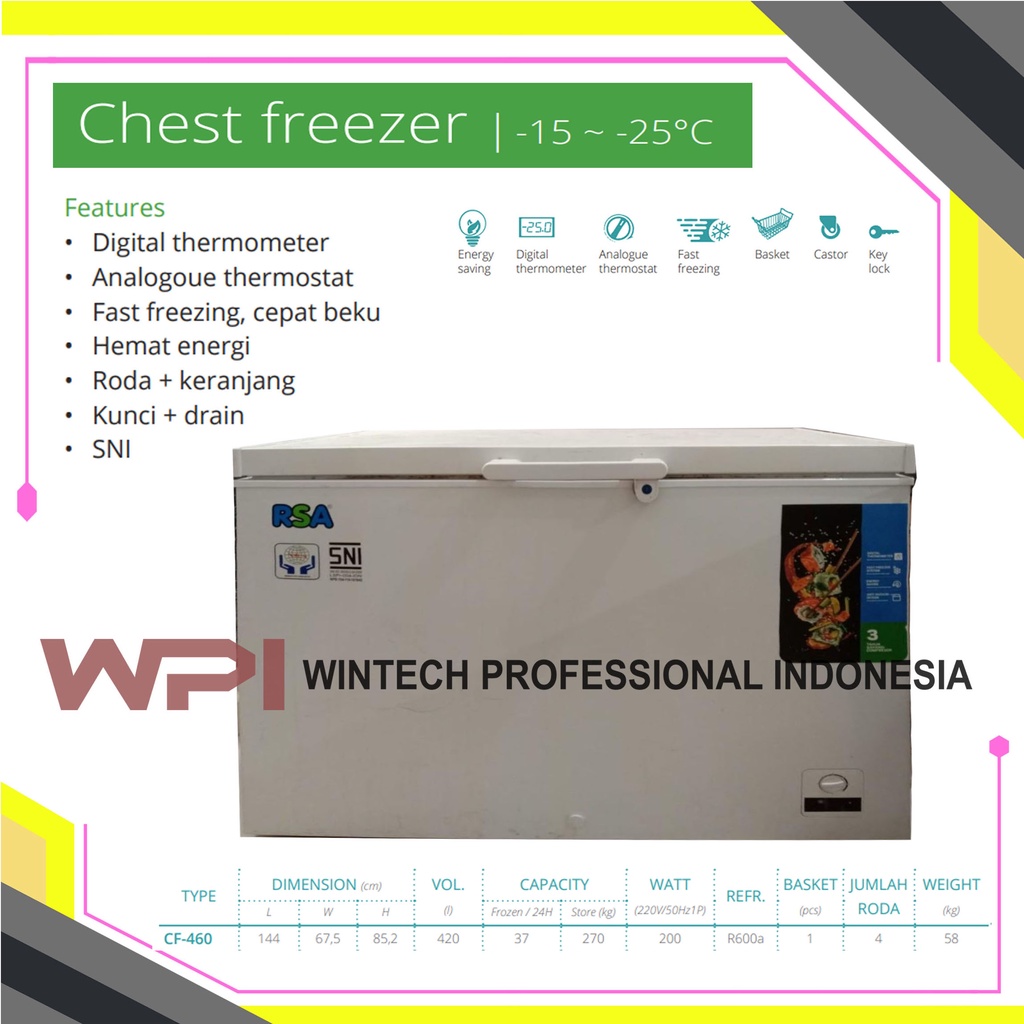 Jual RSA CF 460 CF460 CF 460 Chest Freezer Box Pendingin Lemari