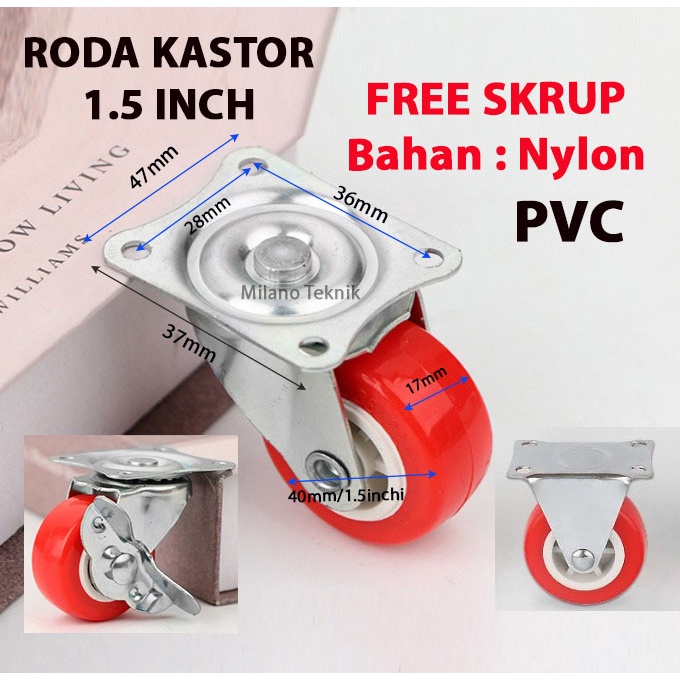 Jual Roda Pvc Inch Mati Hidup Rem Caster Taiwan Roda Troli