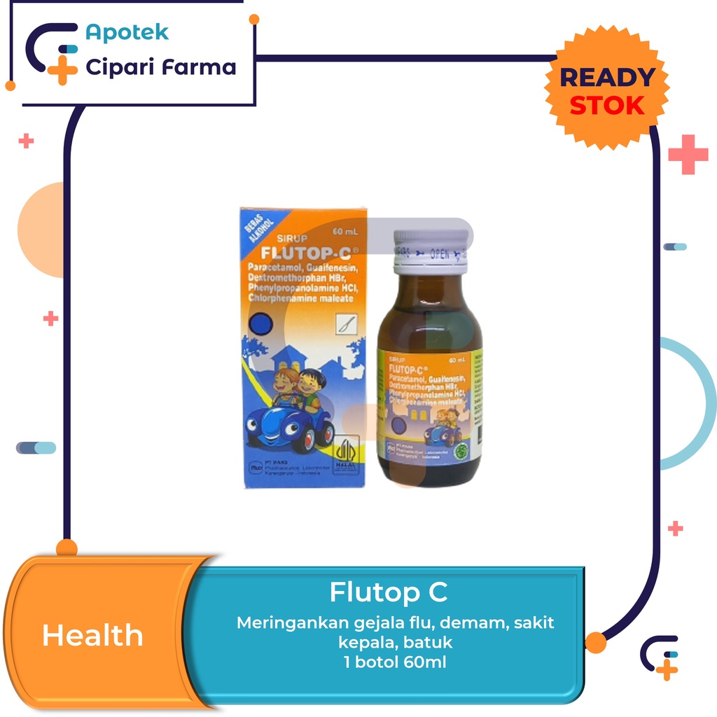 Jual Flutop C Sirup Obat pereda Flu | Batuk Berdahak | Demam Anak 60ml ...