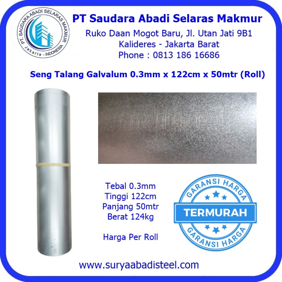 Jual Seng Talang Galvalum 0.3mm x 122cm x 50mtr (Roll) | Shopee Indonesia