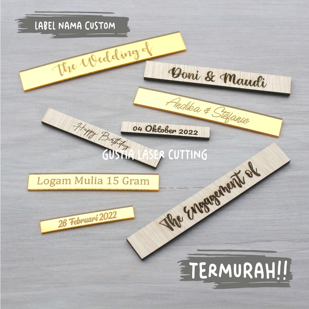 Jual Laser Cut Grafir Label Nama Acara Tanggal Mahar Seserahan Mahar Chipboard Scrapbook