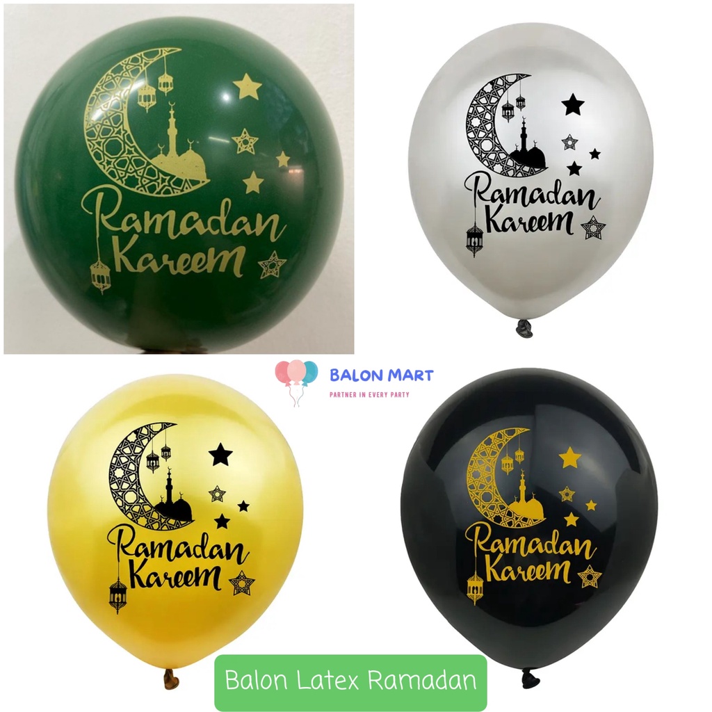 Balon Latex 12in "Ramadan / Idul Fitri / Lebaran" (satuan)