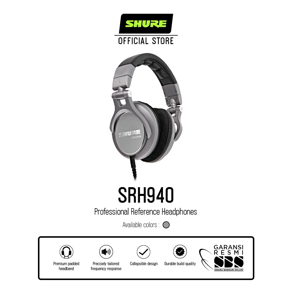 Shure SRH940-SL-A Professional Reference Headphone