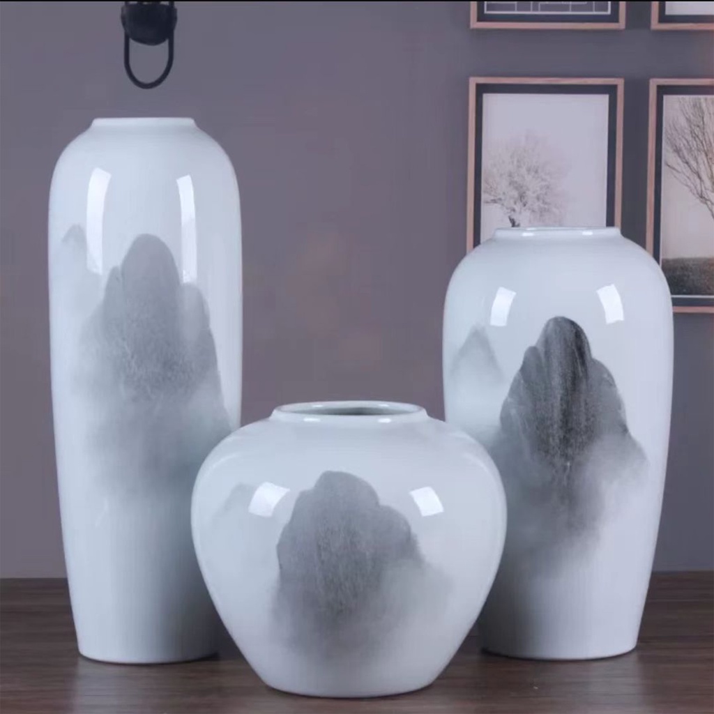 Jual Pajangan Meja Guci Keramik / White Mountain Jar Vase EB Home 1210 ...