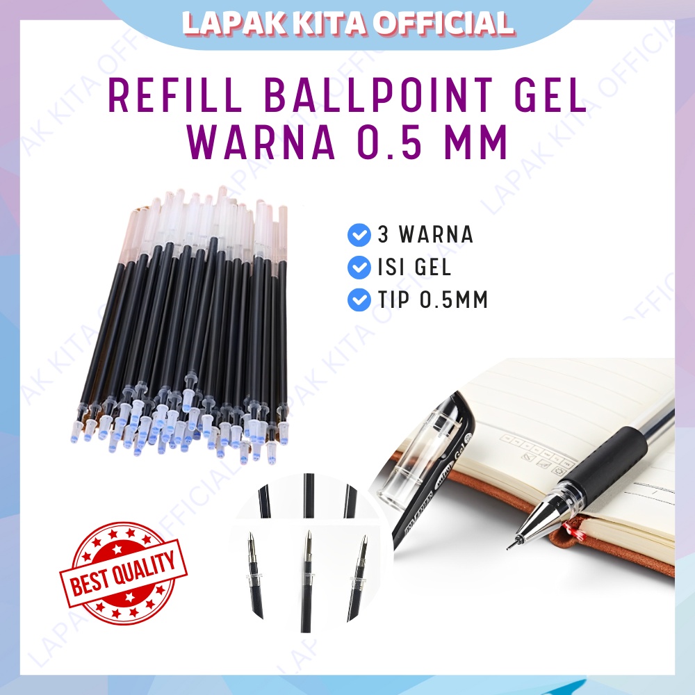 Jual Refill isi ulang ballpoint gel bulpen warna merah biru hitam ...