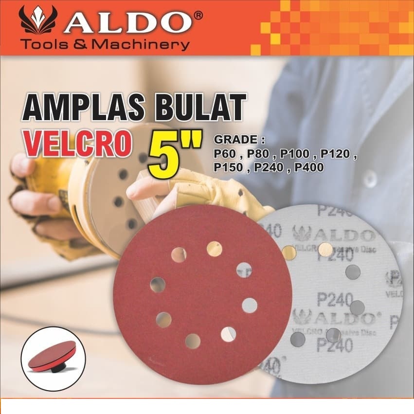 Jual Kertas Amplas Bulat Velcro Inch Mata Orbital Sander Grid