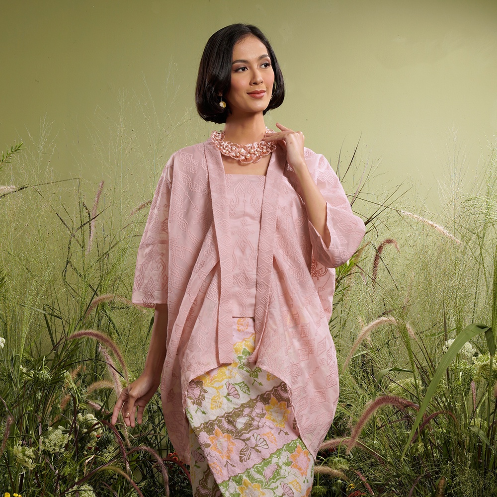 Jual Nona Rara Kusuma Organza Pink T Baju Batik Kasual Modern