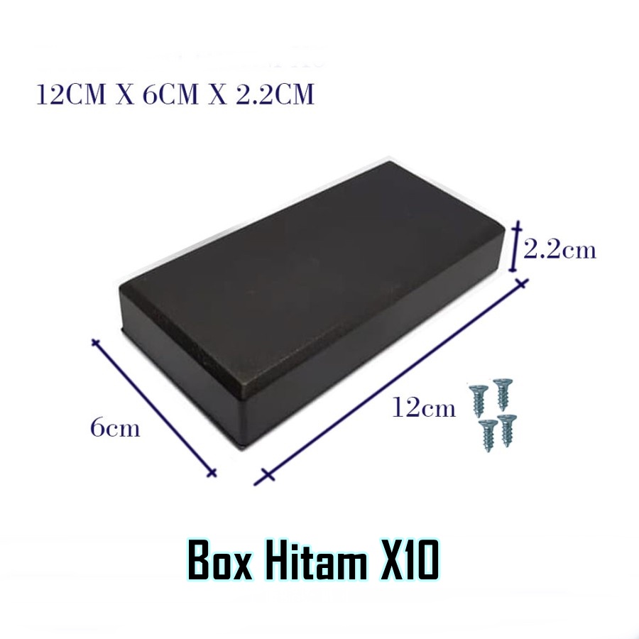 Jual Box Hitam Plastik Tipe X10 Ukuran 12 x 6 x 2.2 cm plus skrup ...