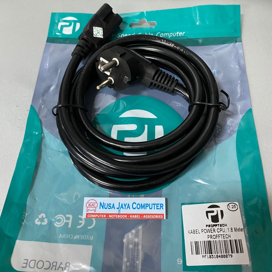 Jual Kabel Power CPU 1.8 Meter Profftech Cable Power PC AC Cord ...