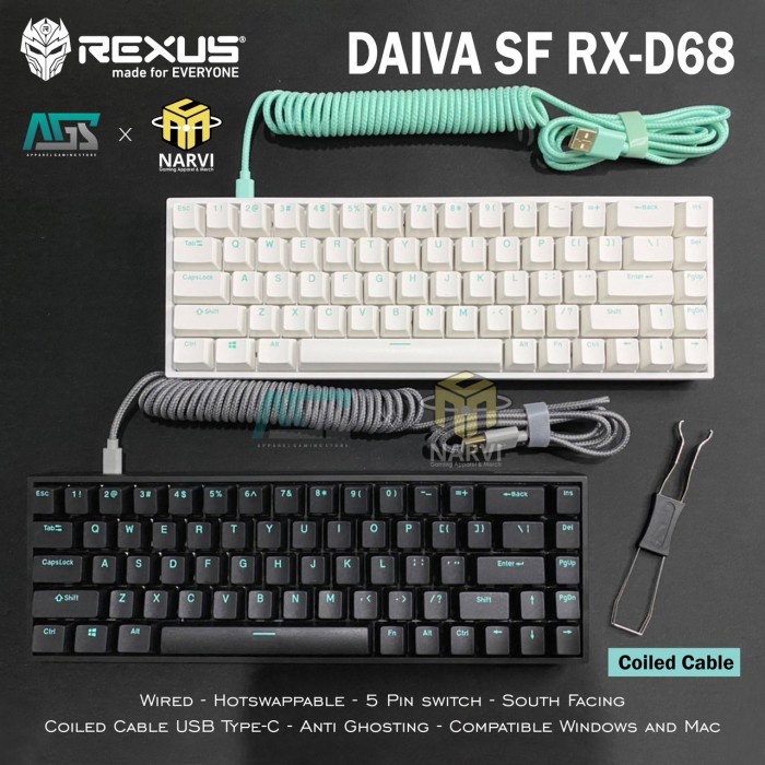 Jual Best Seller Rexus Daiva Sf Rx-D68 Hotswap South Facing Coiled ...