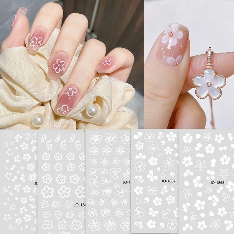 Jual JO BUNGA DAISY PUTIH STIKER KUKU nail art motif bunga daisy putih