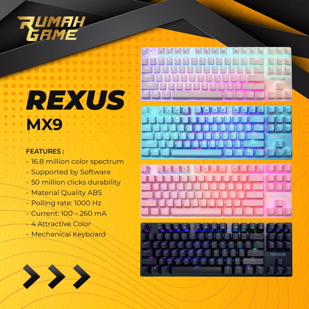 Jual Rexus MX9 TKL Keyboard Gaming Mechanical Legionare MX9 TKL RGB ...