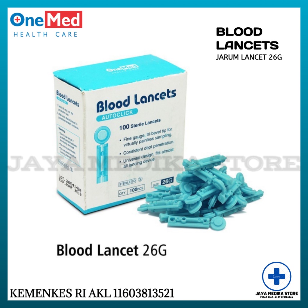 Jual Blood Lancets Autoclick 26G Onemed Jarum Lancet 26G Onemed Box
