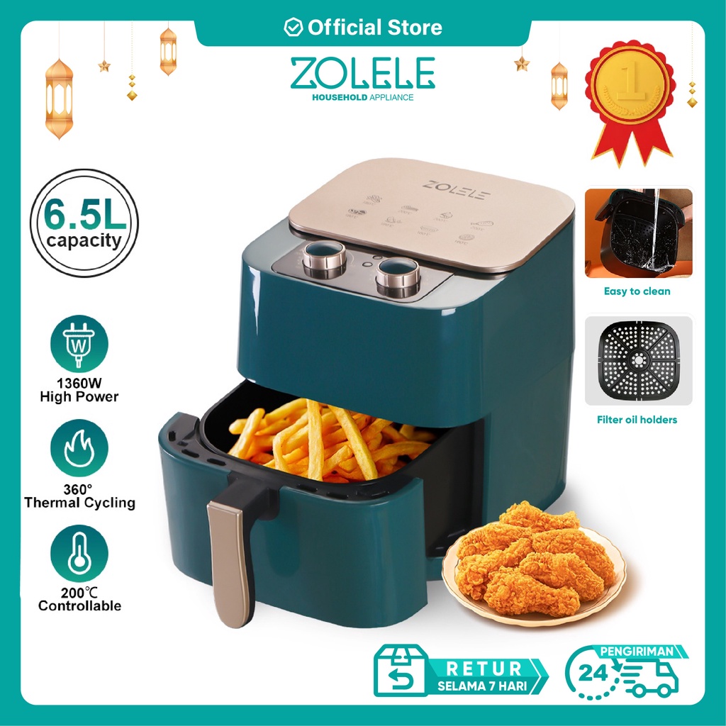 Jual ZOLELE Air Fryer Penggoreng Tanpa Minyak 6.5L Mesin Elektrik