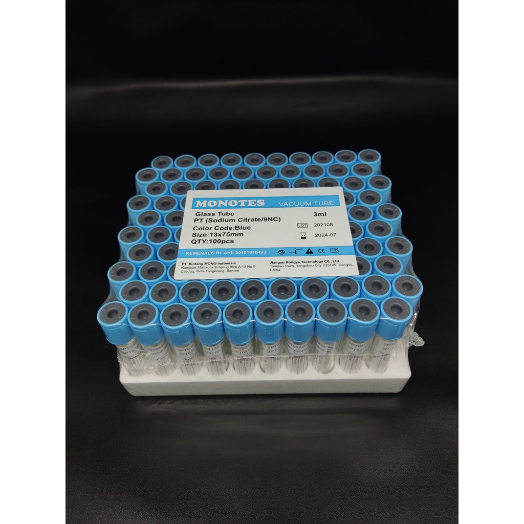 Jual Tabung Sodium Citrat 3ml glass Monotes tube sodium citrat 3ml