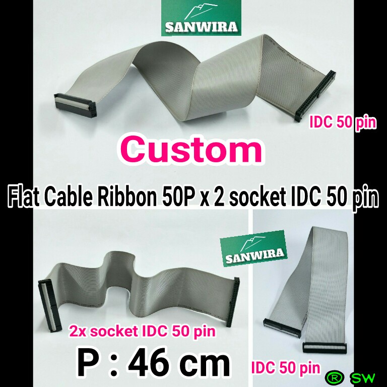 Jual Flat Cable Ribbon 50P x 2 socket IDC 50 pin custom / Flat Cable ...