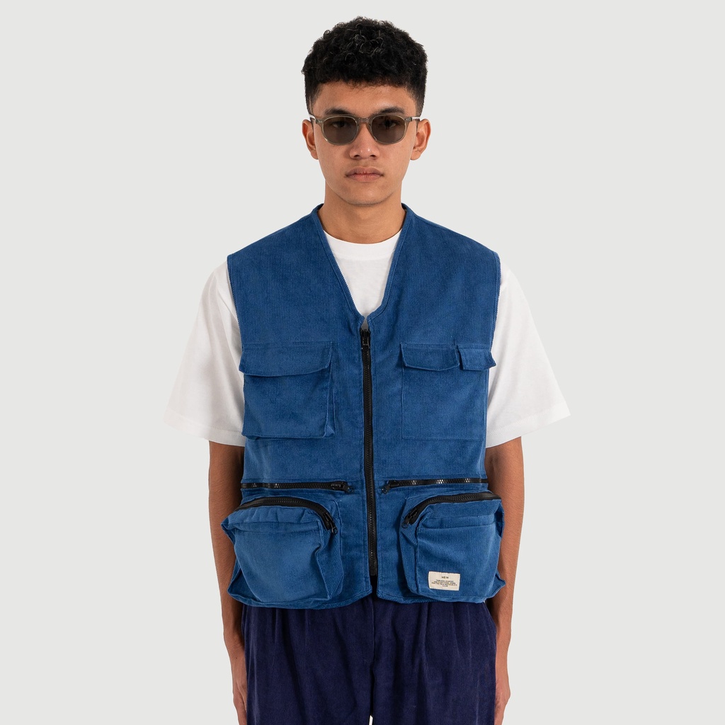 Jual Blue Corduroy Tactical Vest Vest Corduroy Biru Street Style