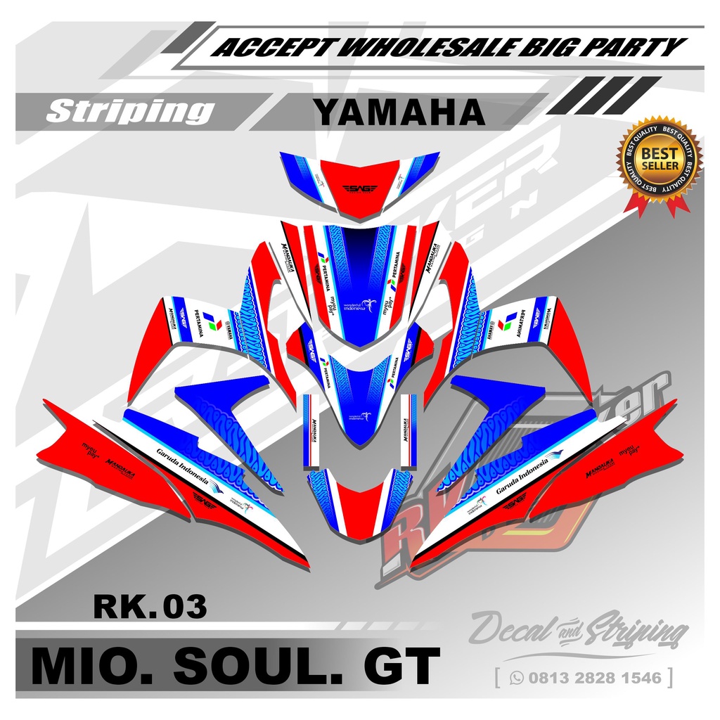 Jual Sticker Decal Mio Soul Gt Sticker Decal Full Body Motor Mio Soul Gt Motif Mandalika Rk