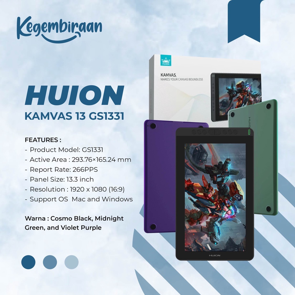 Jual HUION KAMVAS 13 GS-1331 - ANDROID READY DISPLAY TABLET | Shopee ...