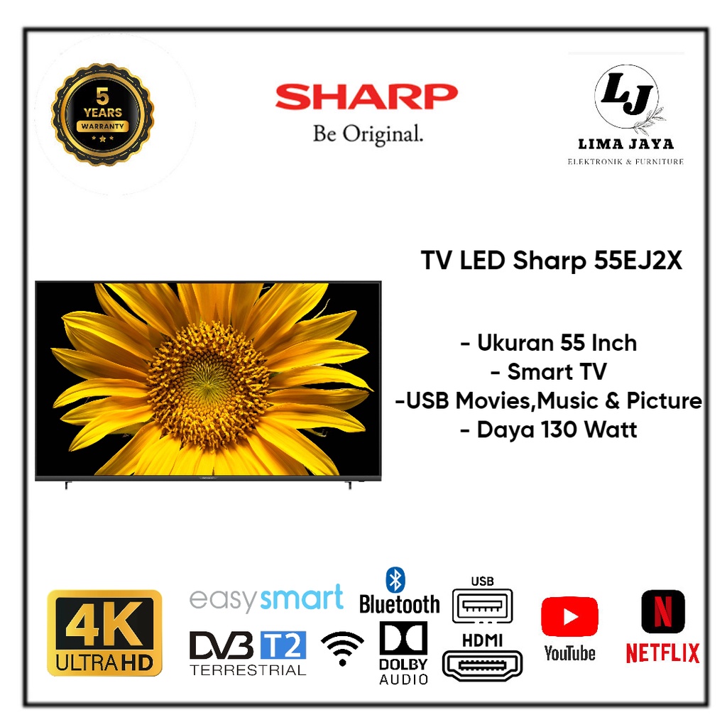 Jual SHARP LED TV 55EJ2X Smart TV 4K Ultra HD LED Sharp 55 Inch
