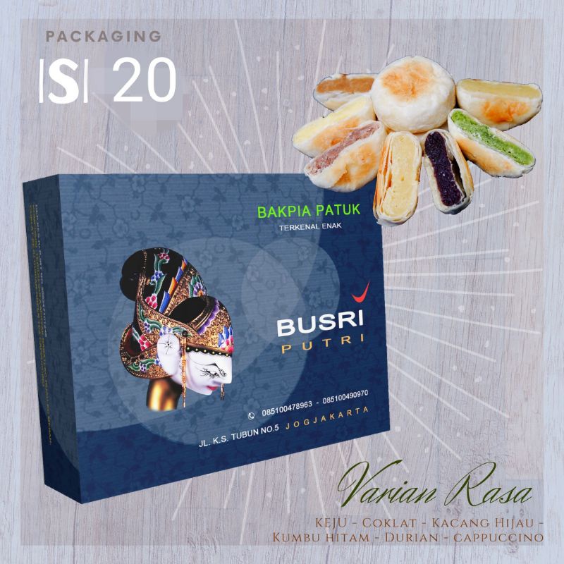 Jual Bakpia Busri Putri Isi 20 (Rasa: Keju - Coklat - Kacang Hijau ...