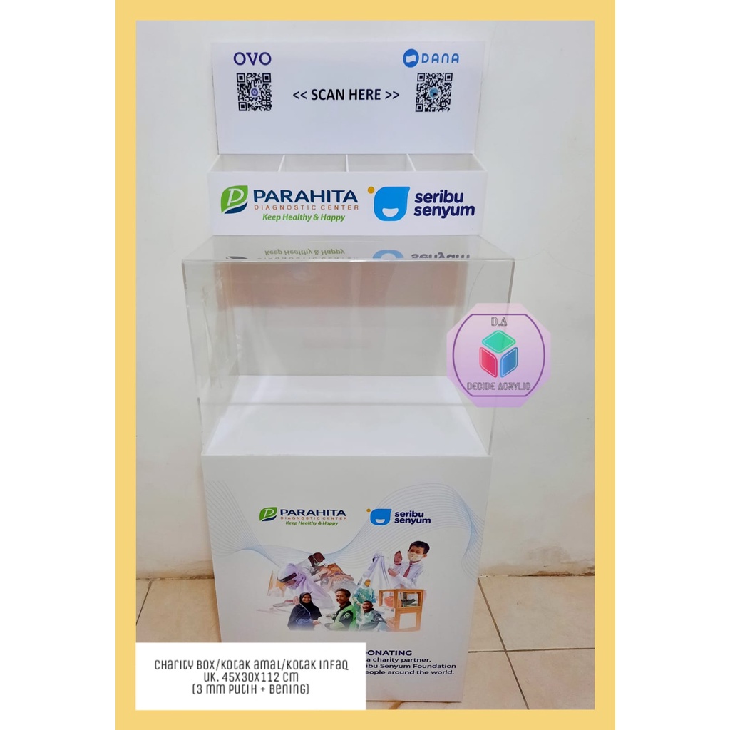 Jual Decide Acrylic Akrilik Kotak Amal Infaq Infak Charity Box Custom ...
