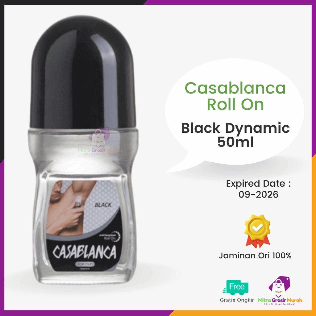 Jual Casablanca Roll On Black For Men 50ml - Deodorant Rollon Dynamic ...