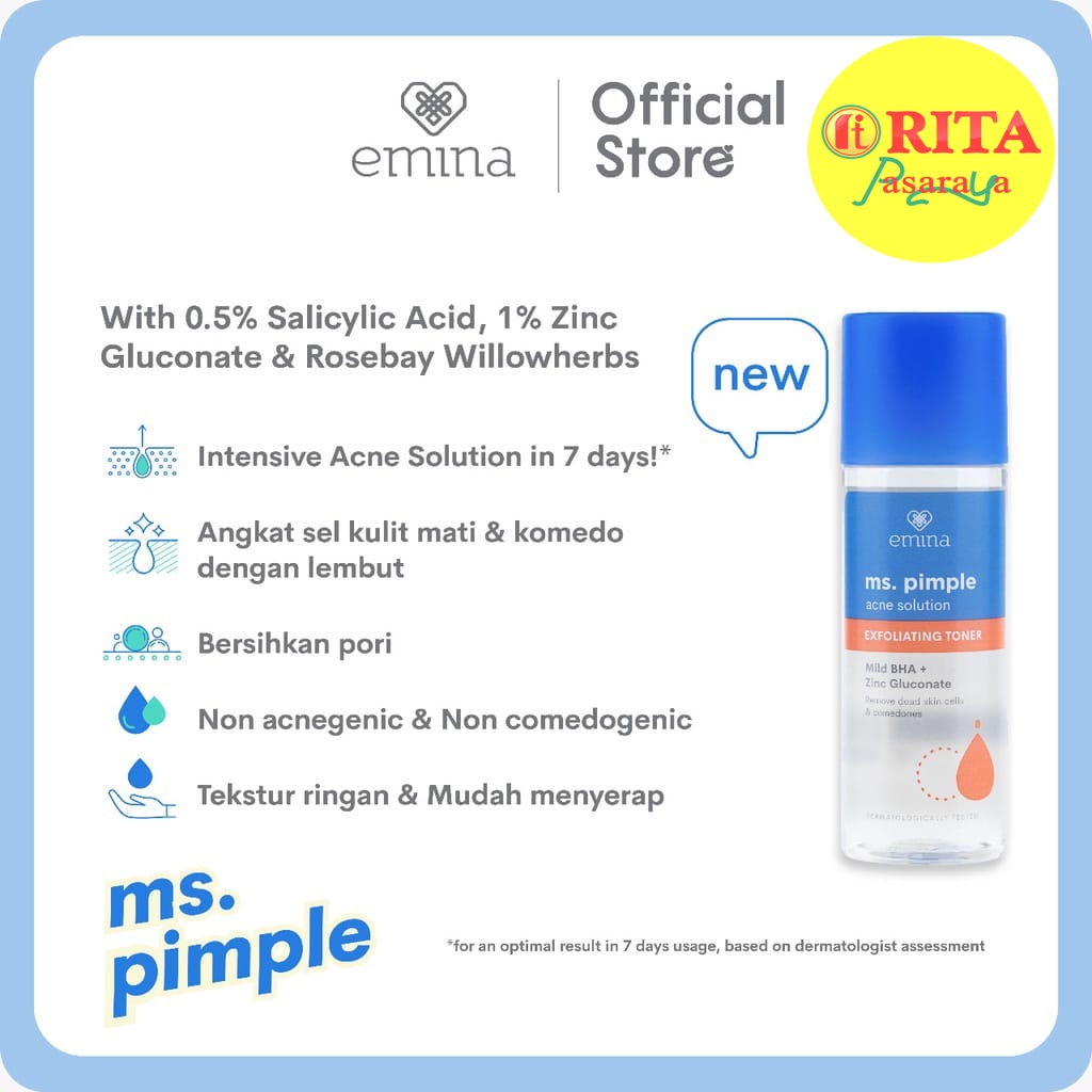 Jual Emina Exfoliating Toner Ms Pimple 100 ML Shopee Indonesia