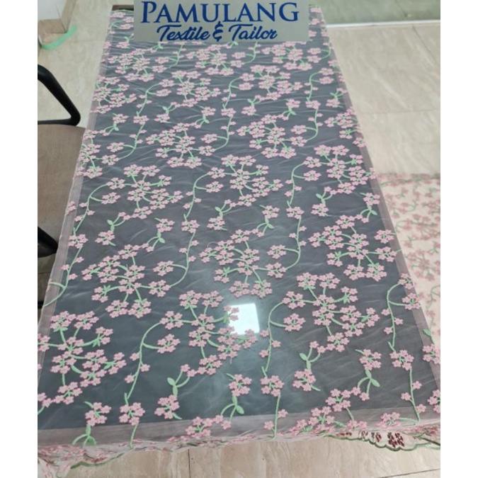 Jual Kain Tille Premium Sakura Motif Harga Per Setengah Meter 50cm