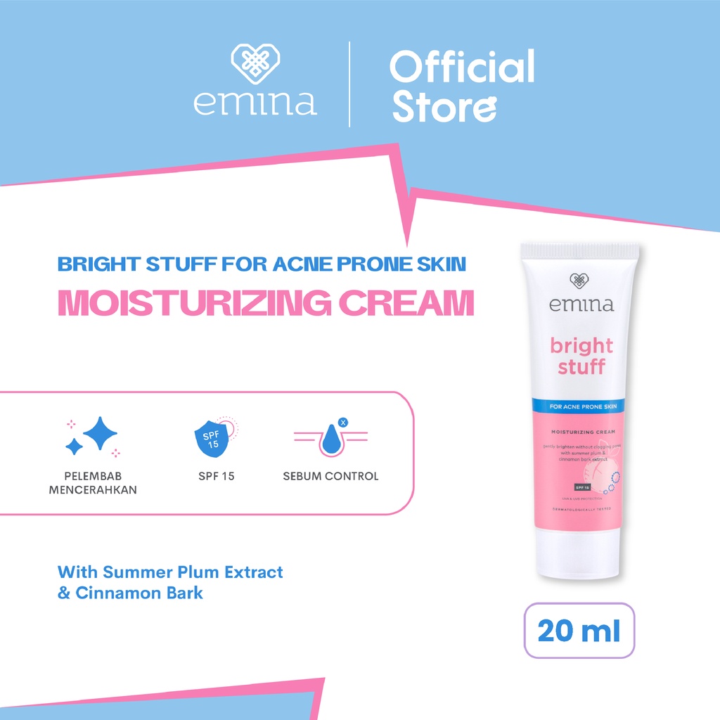 Jual Emina Bright Stuff for Acne Prone Skin Moisturizing Cream 20 mL