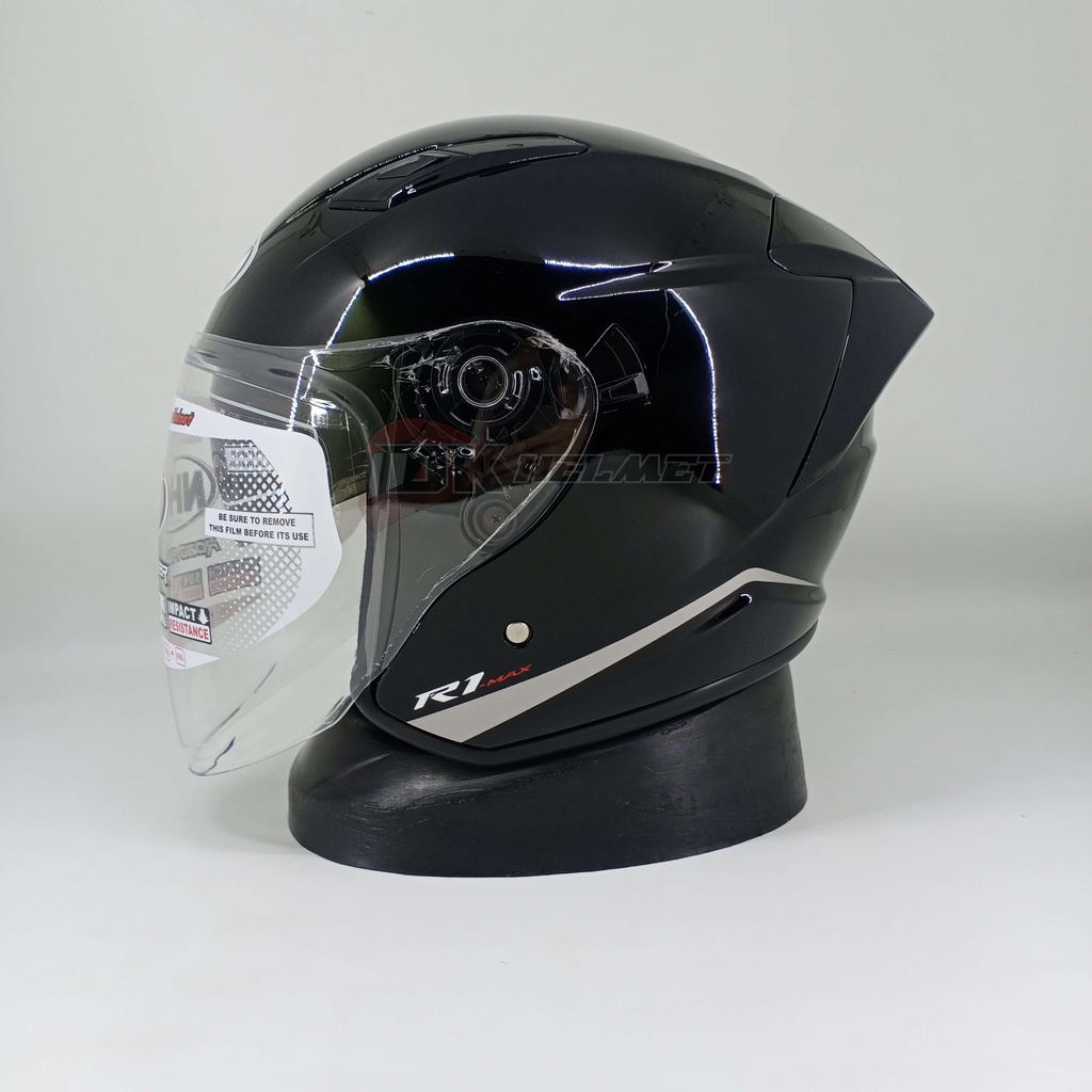 Jual Helm Half Face NHK R1 Max R-1 Max Solid Black Gloss Bukan S1 GP