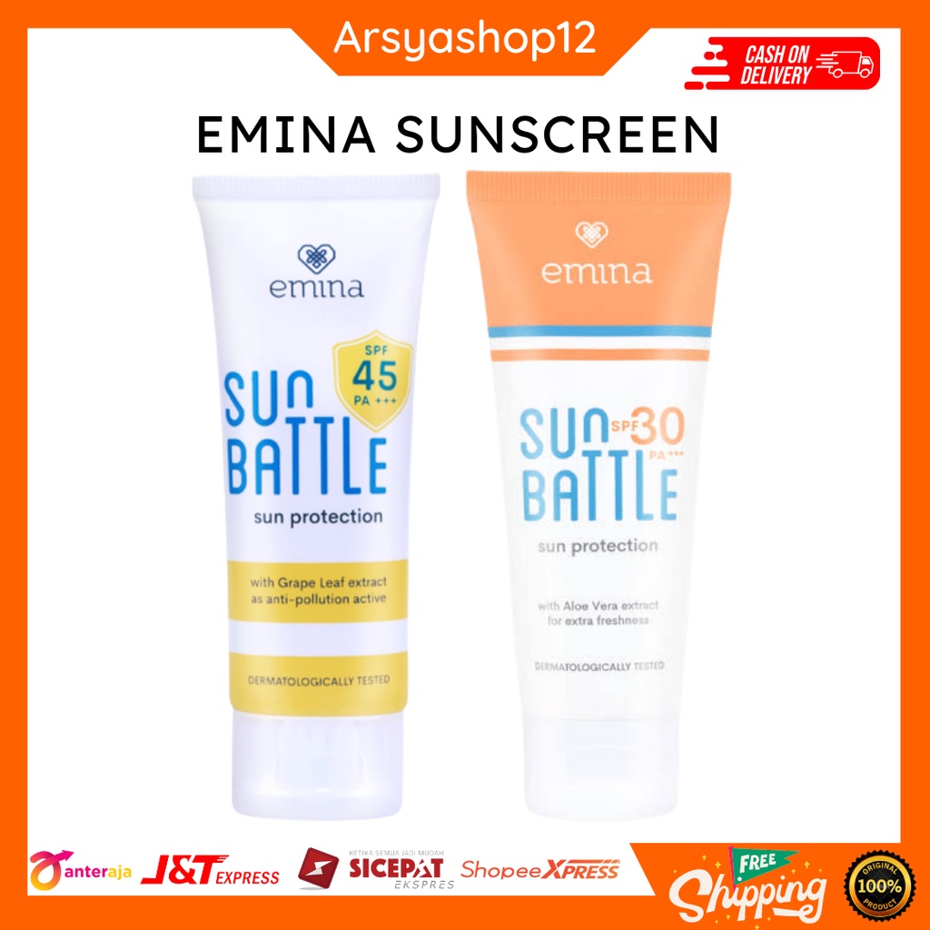 Jual SUNSCREEN EMINA SUN PROTECTION SUN BATTLE SPF 30PA+++ UKURAN 60ML