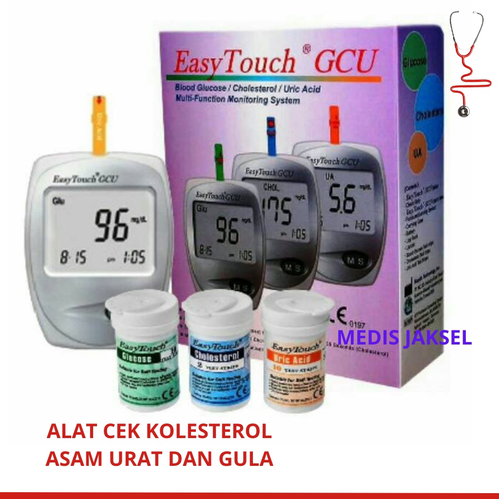 Jual Easy Touch GCU 3 In 1 Alat Cek Gula Darah Kolesterol Asam Urat ...