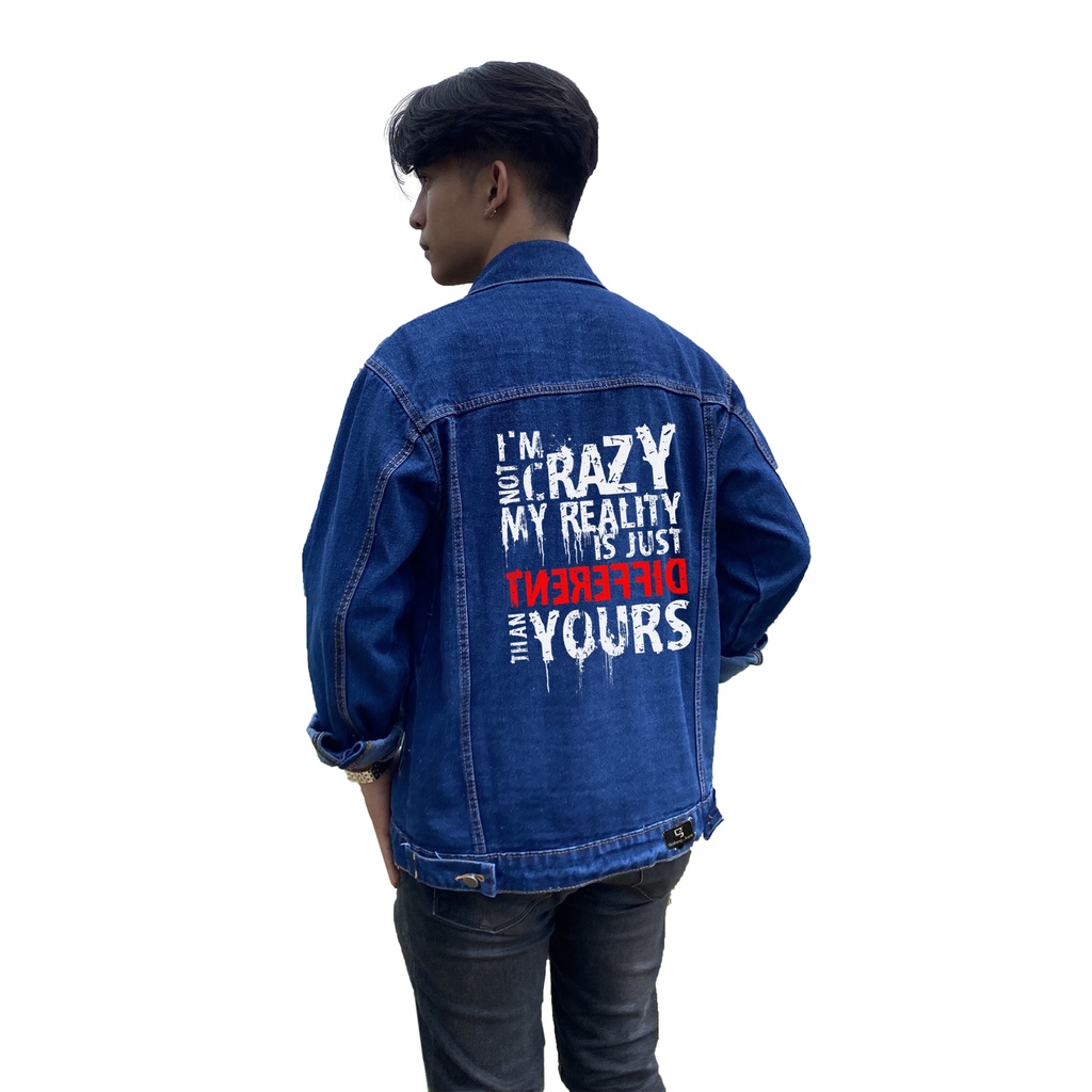 Jual gudang jeans bdg - jaket jeans denim pria motif sablon i'm crazy ...